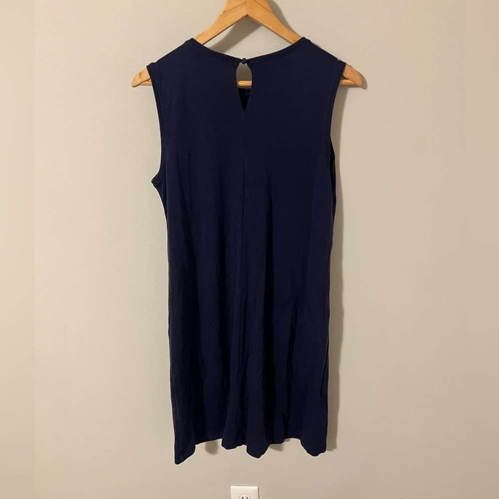 Eileen Fisher $238 Indigo Fluid Tencel Roundneck Knee Length Dress Size Small - Picture 9 of 9